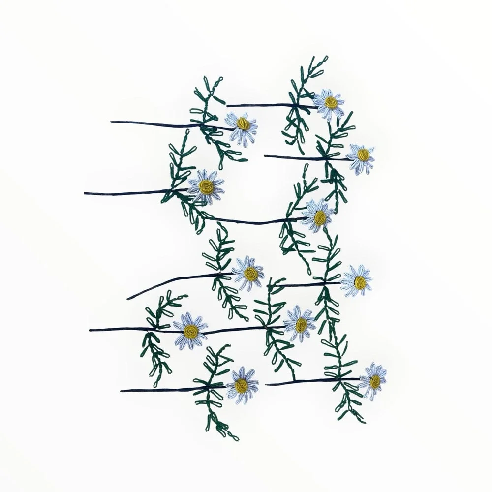 Vintage French Beaded Daisy Flowers 11 Stems Seed Bead Handmade Floral Decor